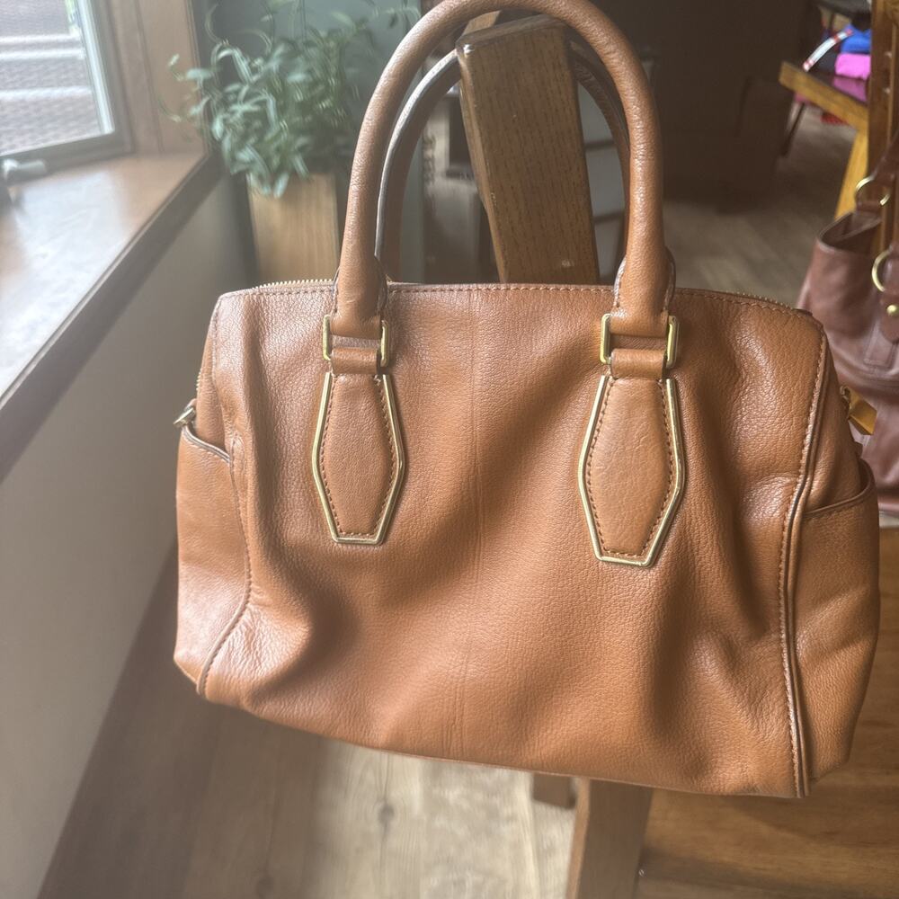 Michael Kors Handbag Women's Brown Grain Leather Zipper Pockets Double Handle - Picture 2 of 14